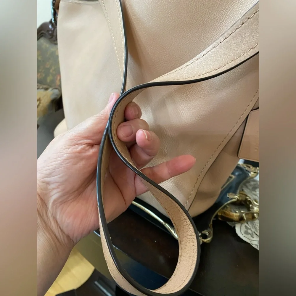 Coach Tan Natural Calf Leather Dufflette Crossbody bag,Nickel Tone Hardware,LRG